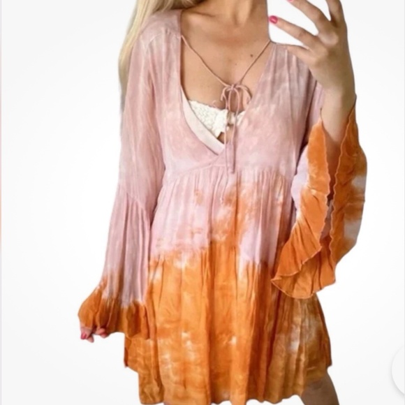 Beautiful Dress in Chiffon - By Young, Broke & Fabulous - L - NWT - Tie Dyed - Picture 12 of 12